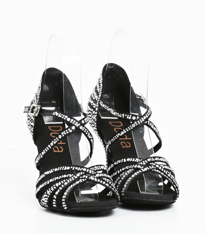 Sort Jasmin 7,5 cm hel med hvite crystal